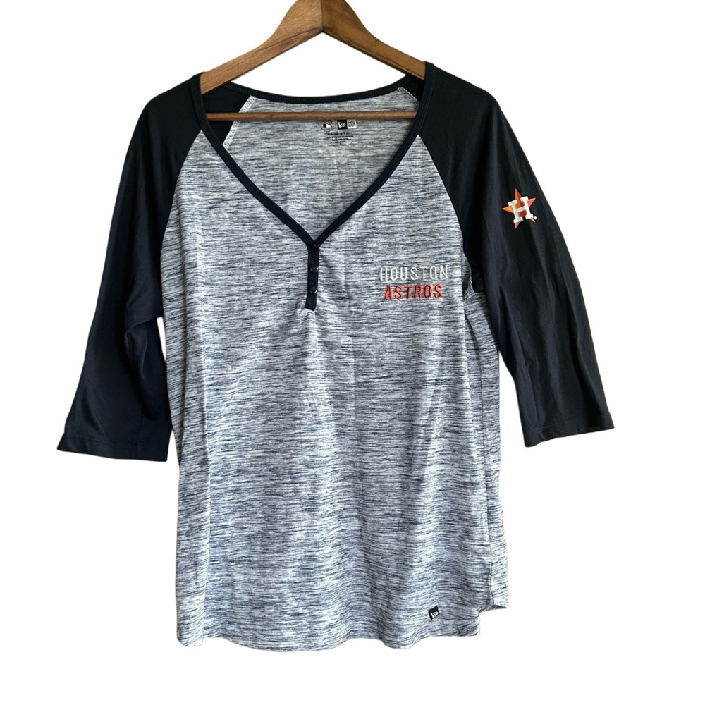Houston Astros 3/4 Sleeve Raglan Henley Tee | New Era MLB | Women's XL